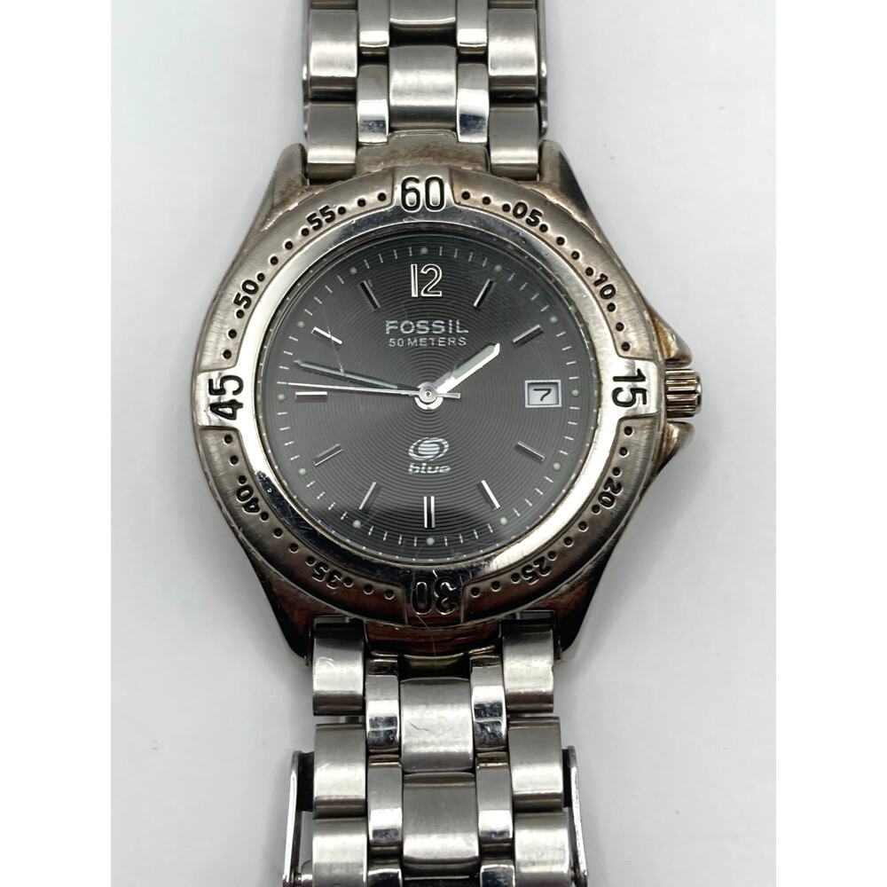 Fossil Blue AM-3198 Men's Watch 38mm - Fresh Battery - Date WR 50m Wrist 6-6.25"